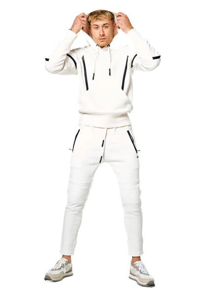 Hooded Tracksuit With Reflective Piping With Zippers