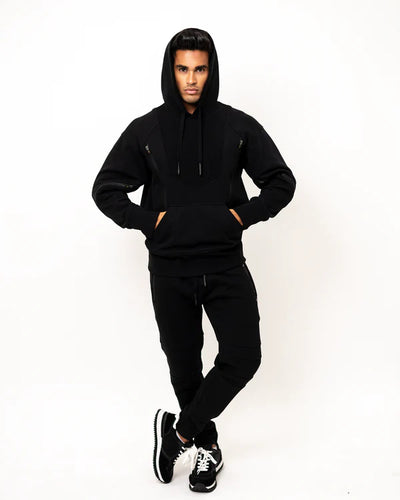 Hooded Tracksuit With Reflective Piping With Zippers
