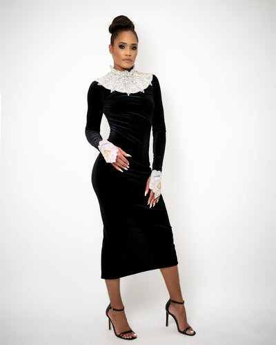 Velvet Bodycone Crystals Dress